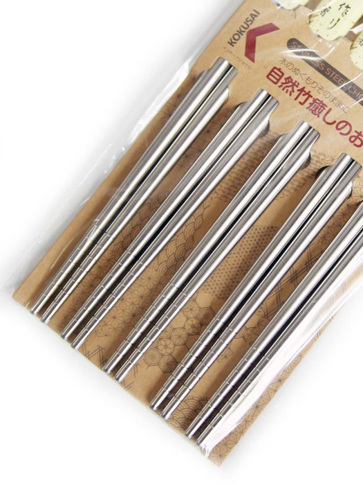 Đũa inox Nhật Bản vỉ 5 đôi Kokusai 23.5cm NDCK-13