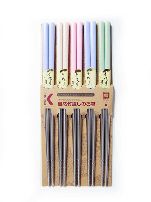 Đũa inox Nhật Bản vỉ 5 đôi Kokusai 23.5cm NDCK-13