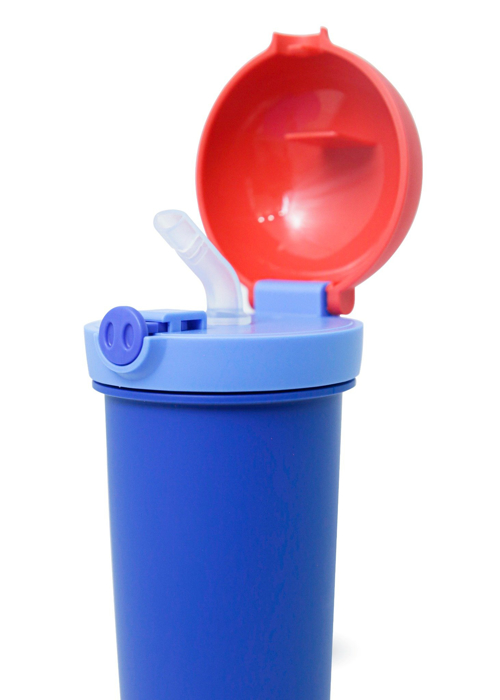 Bình nước nhựa 380ml hình mũi lợn kèm ống hút La Fonte-011082-BLU