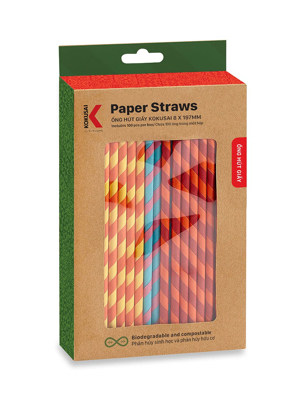 Ống hút giấy phân hủy sinh học Kokusai 8mm x 197mm (100 ống/hộp) - 180671