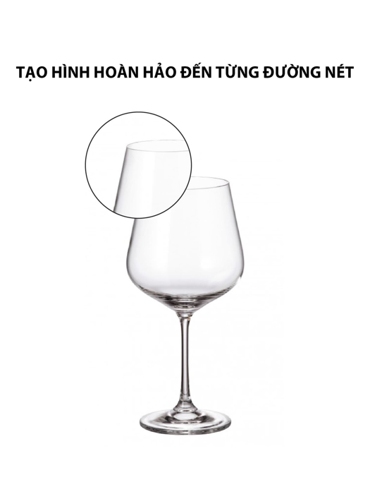 Bộ 6 ly vang đỏ pha lê Strix Bohemia 600ml