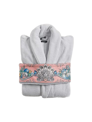 Áo choàng tắm Les Étoiles de la Mer màu xám ngà size M Versace ZCOSP061.Z4207.M