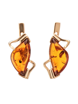 Bông tai trang sức Amber Jewelry bạc 22K đính đá hổ phách thiên nhiên (Vesta) phủ vàng - 710109356
