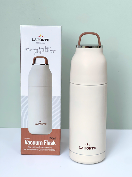 Bình giữ nhiệt chân không La Fonte có nắp quai xách nhỏ xinh 350ml-010238-BEI