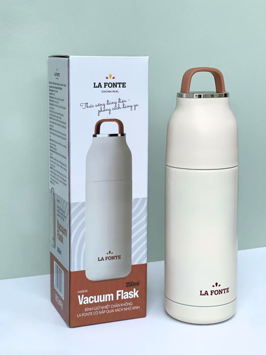 Bình giữ nhiệt chân không La Fonte có nắp quai xách nhỏ xinh 350ml-010238-BEI