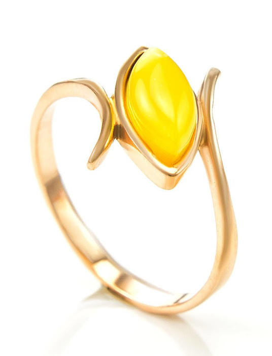 Nhẫn trang sức Amber Jewelry bạc 22K đính đá hổ phách thiên nhiên màu xanh lá (Adagio 16) phủ vàng - 710006092