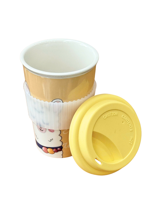 Ly sứ La Fonte có nắp 360ml-015745-YEL