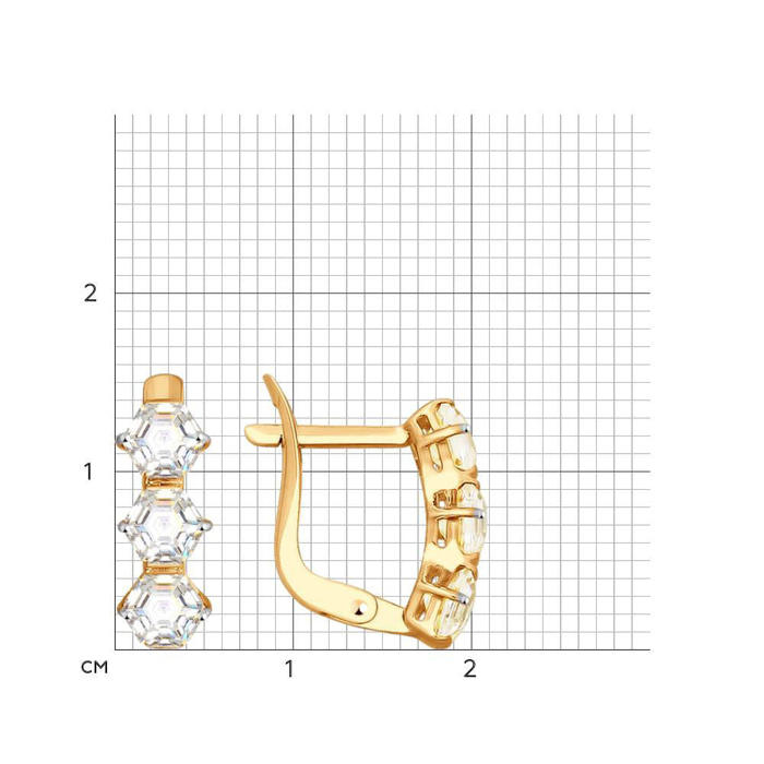 Bông tai Sokolov Honeycombs bằng vàng 585 đính đá swarovski cz - 81020321