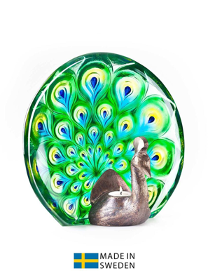 Vật trang trí hình con công bằng pha lê màu xanh- 34134