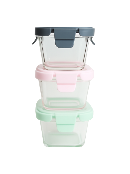 Bộ 3 hộp thủy tinh chịu nhiệt đựng thức ăn em bé 110ml La Fonte 003384