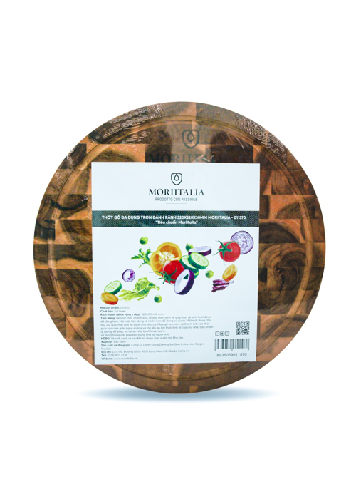 Thớt gỗ đa dụng tròn đánh rãnh 320x320x30mm Moriitalia - 011570