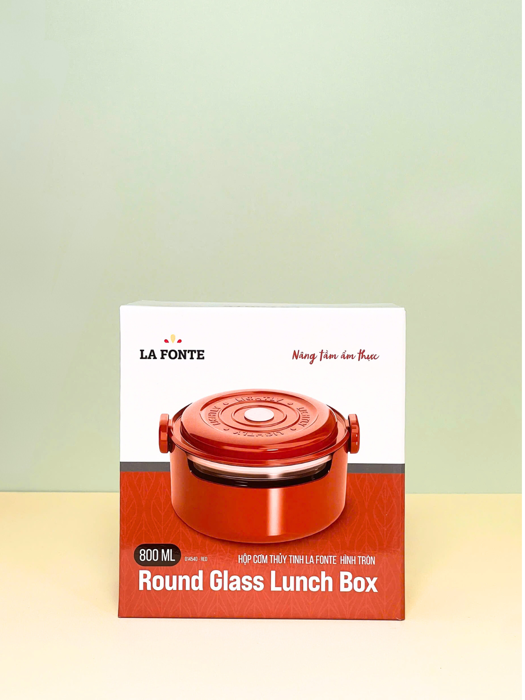 Hộp cơm thủy tinh La Fonte hình tròn (800 ml-014540-RED)