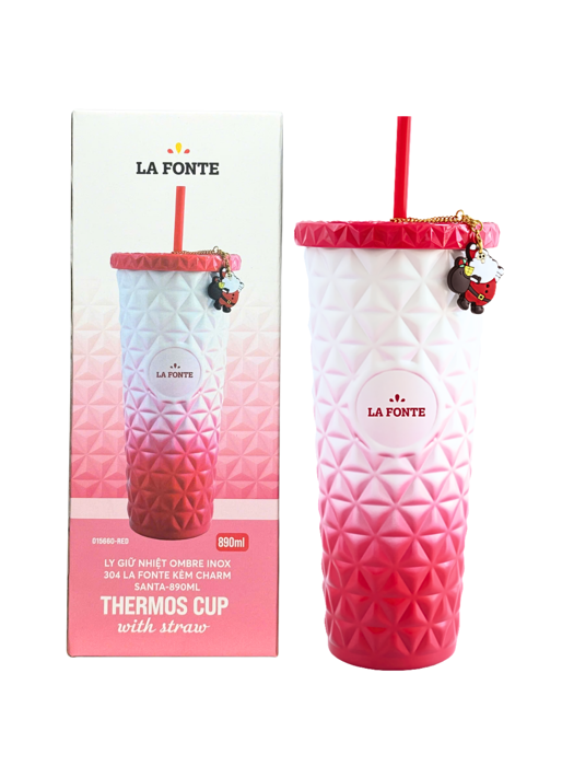 Ly Giữ Nhiệt Ombre Inox 304 La Fonte Kèm Charm Santa-890ML-015660-RED