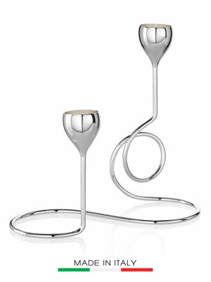 Đồ cắm nến bằng kim loại bạc,  Code:77272,nhãn hiệu : OTTAVIANI, size: 10,3x5inch; h 9,6inch-