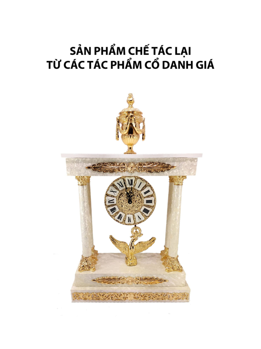 Đồng hồ bằng sứ màu trắng, đồng mạ vàng OLYMPUS502