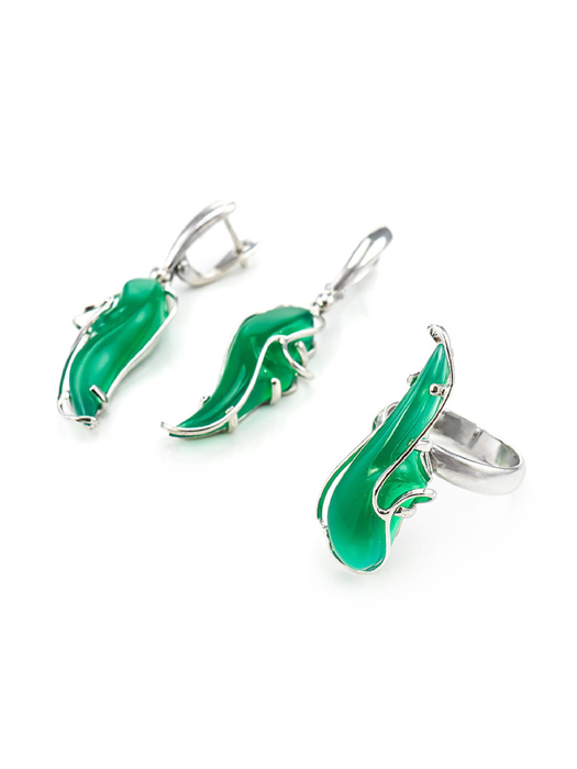 Mặt dây chuyền trang sức bằng bạc 22k, có đính hổ phách thiên nhiên - 710801091