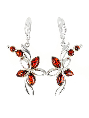 Bông tai trang sức bằng bạc 22k, có đính hổ phách thiên nhiên - 5065211148