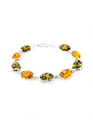 Vòng tay trang sức bằng bạc 22k, có đính hổ phách thiên nhiên - 6077204177