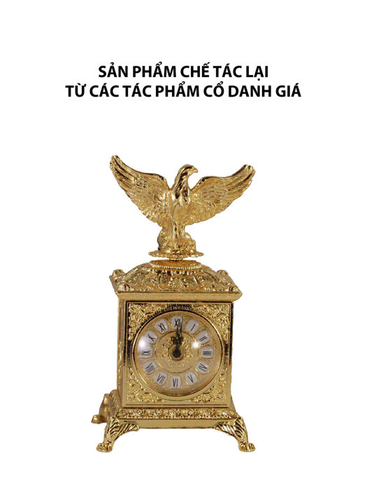 Đồng hồ để bàn chim ưng bằng đồng mạ vàng OLYMPUS408