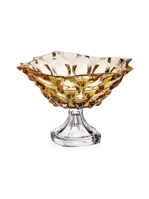 Khay pha lê có chân Samba màu hổ phách Bohemia 305mm