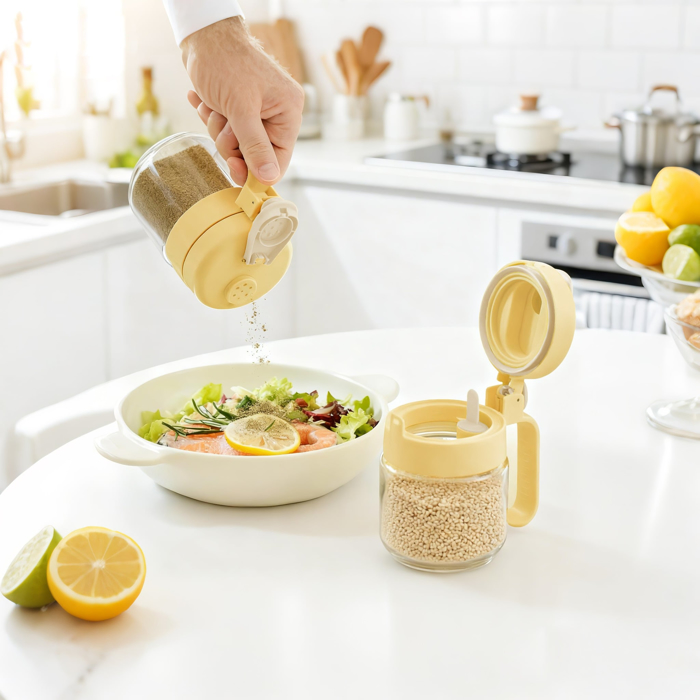 Hủ Đựng Gia Vị Thuỷ Tinh Nắp Kín La Fonte 500ml-000628-YEL