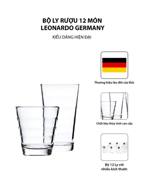 Bộ ly rượu 12 món Leonardo Germany 011019