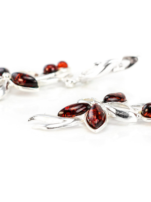 Bông tai trang sức bằng bạc 22k, có đính hổ phách thiên nhiên - 5065211148