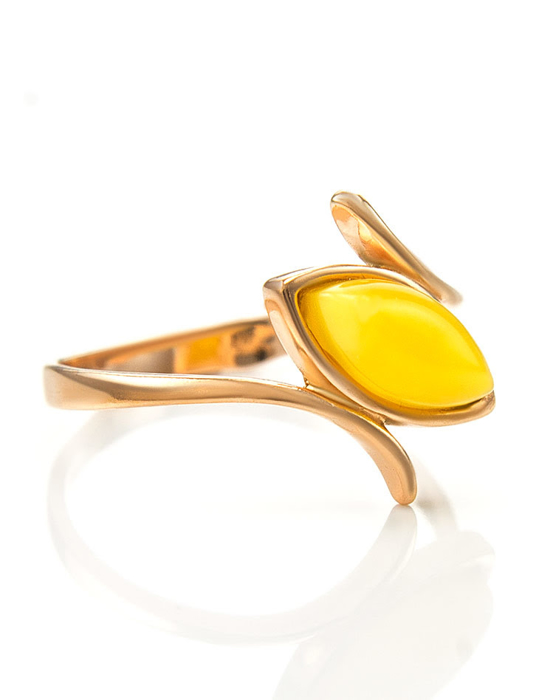 Nhẫn trang sức Amber Jewelry bạc 22K đính đá hổ phách thiên nhiên màu xanh lá (Adagio 16) phủ vàng - 710006092