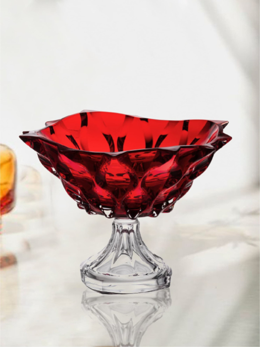 Khay pha lê có chân Samba đỏ Bohemia 305mm - 584713