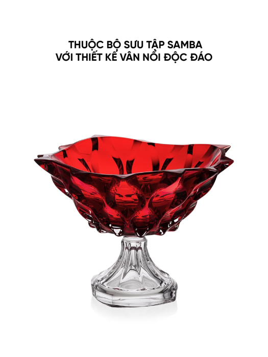 Khay pha lê có chân Samba đỏ Bohemia 305mm - 584713