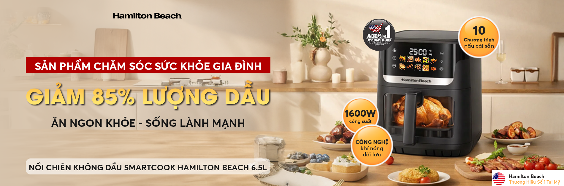 Nồi Chiên Không Dầu SmartCook Hamilton Beach 6.5L