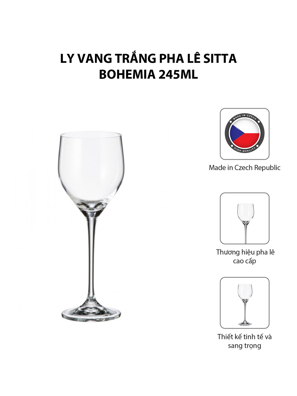 Bộ 6 Ly vang trắng pha lê Sitta Bohemia 245ml - 91L.1SF60.245-B