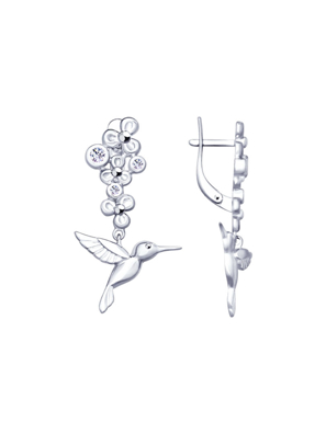 Bông tai Sokolov bạc Hummingbird đính kim cương Zirconia - 4022863