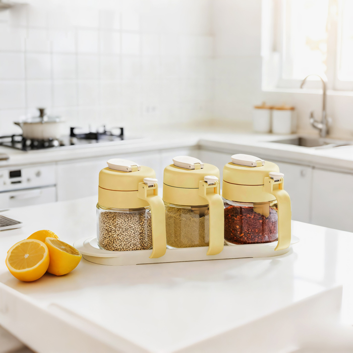 Hủ Đựng Gia Vị Thuỷ Tinh Nắp Kín La Fonte 500ml-000628-YEL