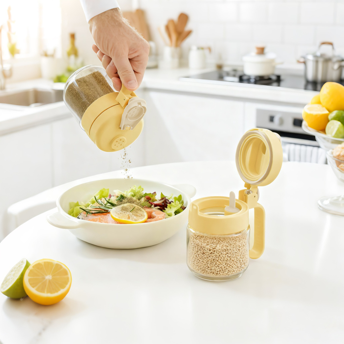 Hủ Đựng Gia Vị Thuỷ Tinh Nắp Kín La Fonte 500ml-000628-YEL