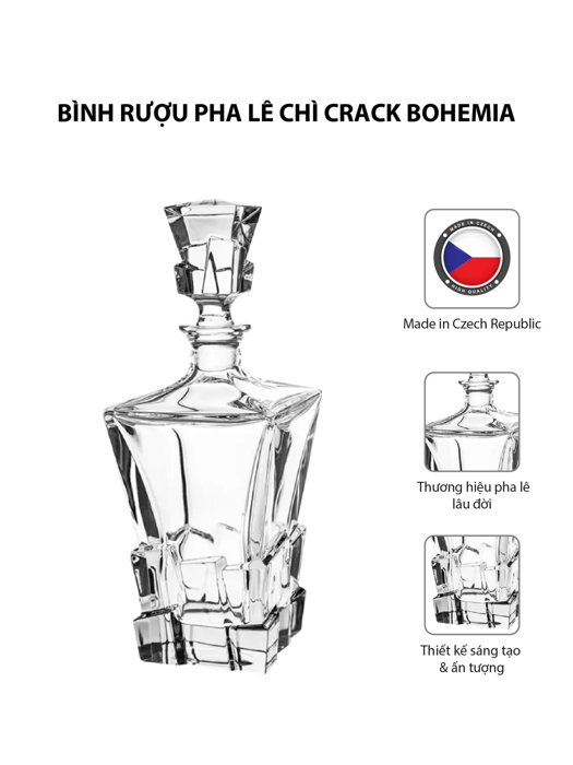 Bình rượu pha lê chì Crack Bohemia