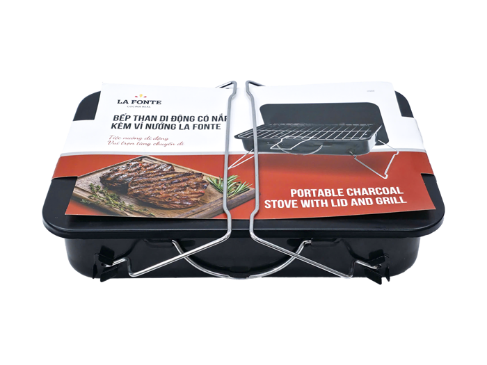 Bếp Than Di Động Có Nắp Kèm Vỉ Nướng La Fonte-015868