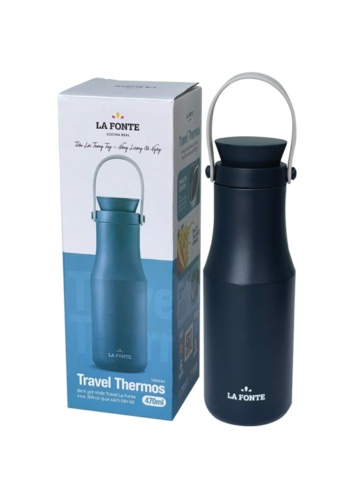 Bình giữ nhiệt Travel La Fonte inox 304 có quai xách tiện lợi 470ml-010245-BLU