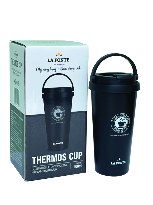 Ly giữ nhiệt La Fonte inox 304 nắp bật có quai xách 500ml-010221-BLA