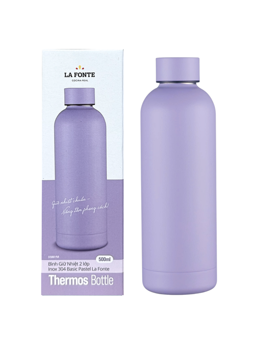 Bình giữ nhiệt 2 lớp Inox 304 Basic Pastel La Fonte 500 ml-015882-PUR
