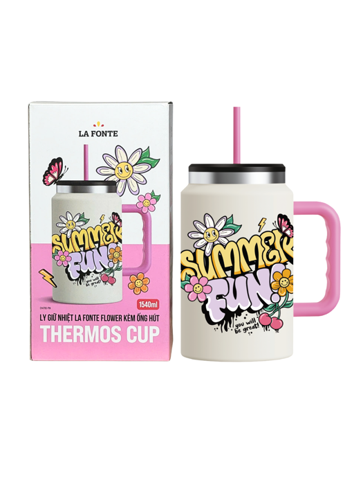 Ly Giữ Nhiệt La Fonte Flower Kèm Ống Hút-1540 ml-014786-PIN