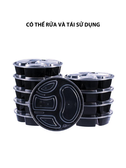 Hộp đựng thực phẩm Kokusai tròn 4 ngăn – HDK001472