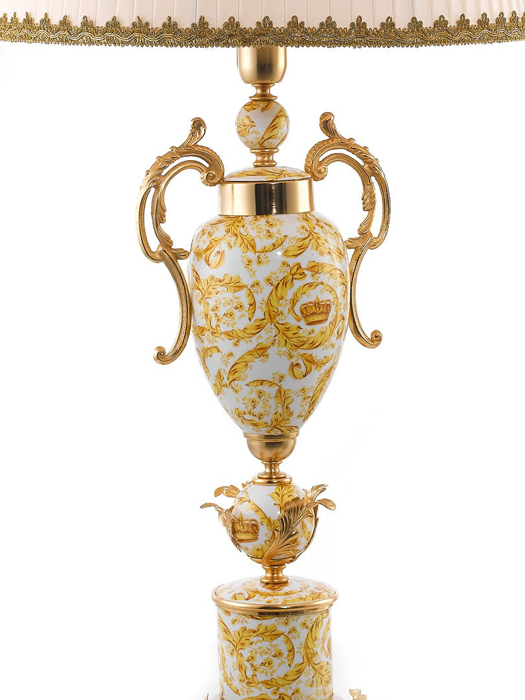 Đèn bàn bằng sứ, đồng và vải - LUME MANICI FOGLIE D.40 H 92, Kích thước D40 H92, hiệu Caroline