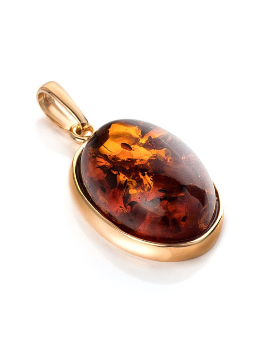 Mặt dây chuyền Amber Jewelry trang sức bằng bạc 22K đính đá hổ phách (Goji large) phủ vàng - 710211071