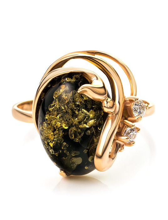 Nhẫn trang sức Amber Jewelry bạc 22K đính đá phổ phách (Melissa 20) kim cương nhân tạo Fianit - 710010063