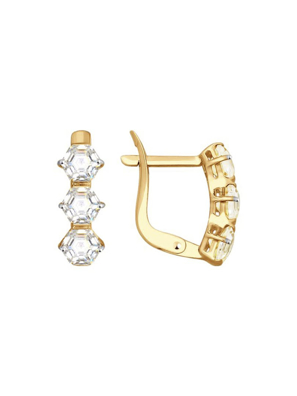 Bông tai Sokolov Honeycombs bằng vàng 585 đính đá swarovski cz - 81020321