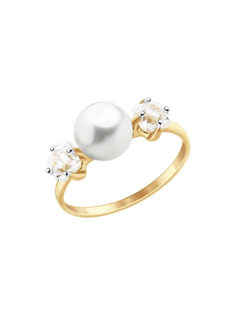 Nhẫn vàng 585 đính ngọc trai và đá swarovski cz 791054