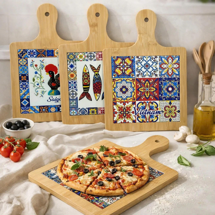 Thớt Tre Ceramic La Fonte Hoa Văn Sắc Việt 18.5cm x 28.5cm - THOT00000369