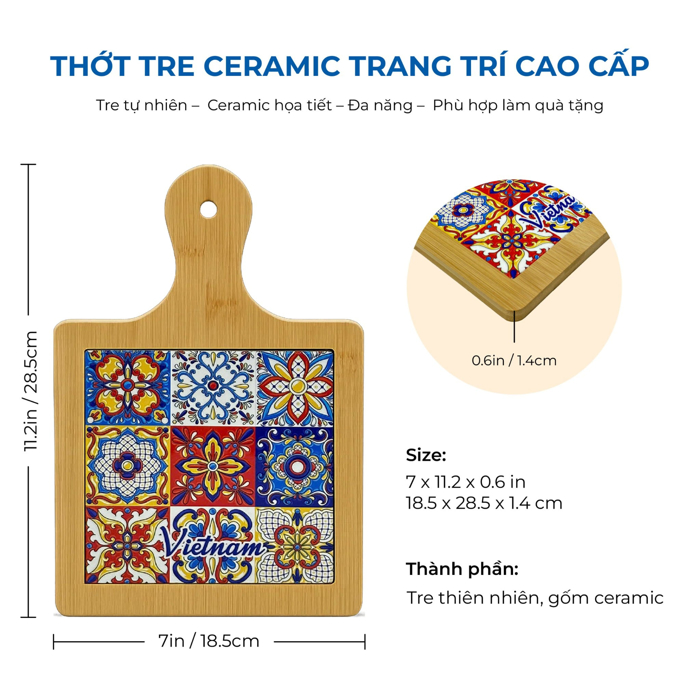 Thớt Tre Ceramic La Fonte Hoa Văn Sắc Việt 18.5cm x 28.5cm - THOT00000369