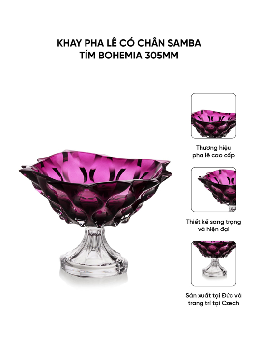 Khay pha lê có chân Samba tím Bohemia 305mm - 598529